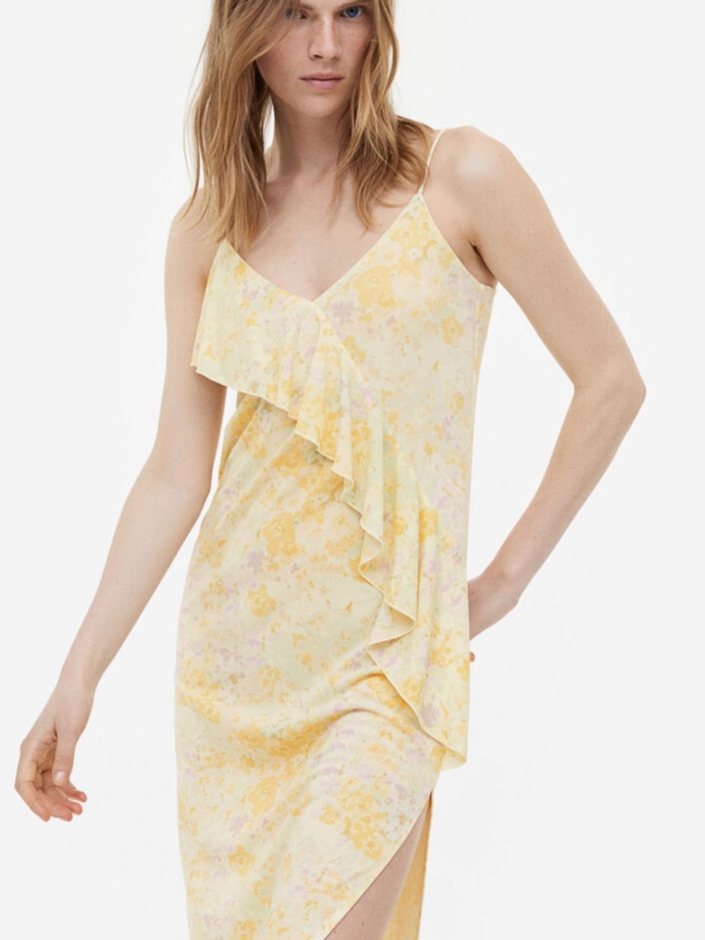 H&M Flounce Detail Cottagecore Fairy Midi Slip Dress Size M